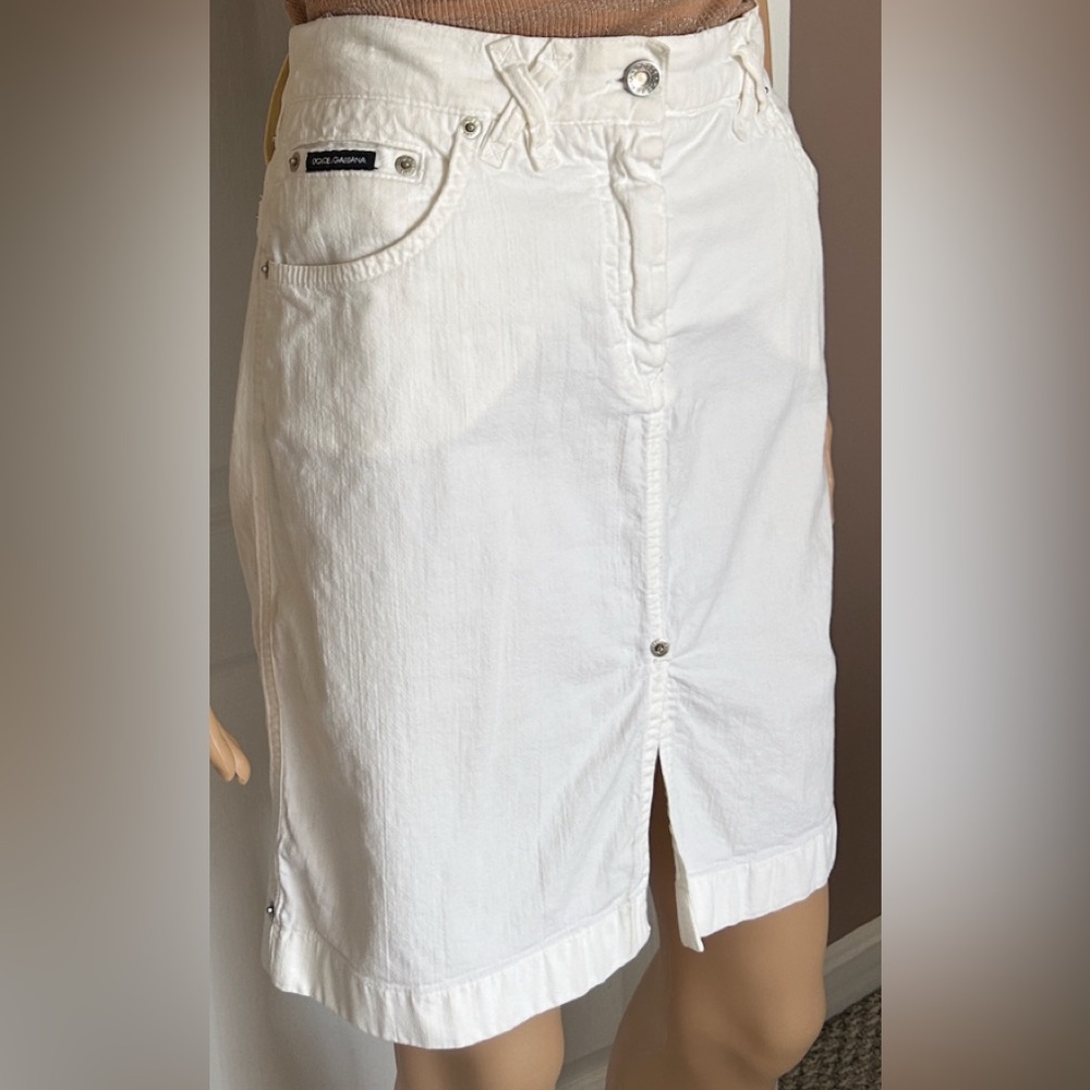 Dolce & Gabbana White Denim Skirt